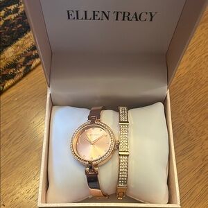 Ellen Tracy Pink and Gold Watch with Bracelet